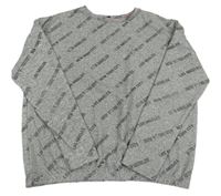 Šedý melírovaný lehký svetr s nápisy Y.F.K.