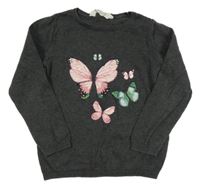 Tmavošedý svetr s motýlky H&M