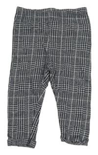 Tmavomodro-bílé kostkované teplákové kalhoty 