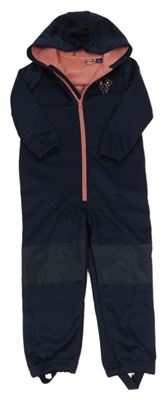 Tmavomodrá softshellová kombinéza s mrakem a kapucí Lupilu