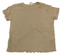 Béžové žebrované crop lehké tričko Shein