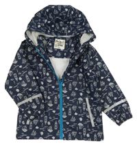 Tmavomodrá voděodolná jarní bunda s loďkami a kapucí kuniboo