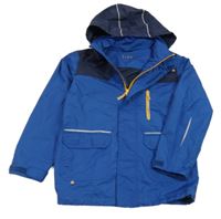 Tmavomodrá šusťáková jarní funkční bunda s kapucí TCM