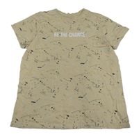 Béžovo-šedé tričko s fleky a nápisem Primark