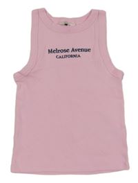 Růžový žebrovaný top s nápisem F&F