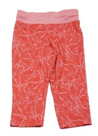Červeno-růžové vzorované sportovní crop legíny Crane