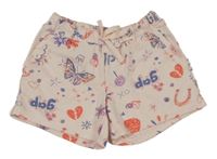 Světlerůžové teplákové kraťasy s nápisy a motýlky GAP