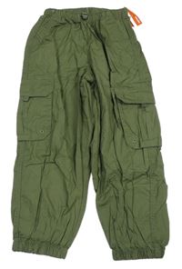 Nové - Khaki plátěné cargo cuff crop kalhoty Next