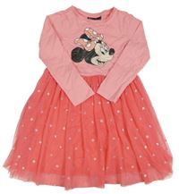 Růžové šaty s Minnie a tylovou sukní Disney