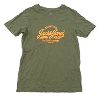 Khaki tričko s nápisem Jack & Jones