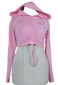 Dámská růžová crop mikina se stahováním a kapucí  Bo+Tee