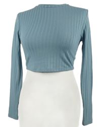 Dámské světlemodré žebrované úpletové crop triko Primark 