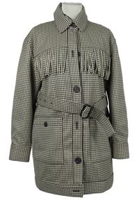 Dámský černo-béžový vzorovaný jarní kabát s páskem MNG 