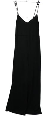 Dámský černý žebrovaný palazzo kalhotový overal Boohoo 