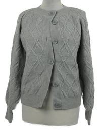 Dámský šedý vzorovaný propínací svetr Gallery 