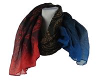 Dámská černo-modro-červená vzorovaná šála 