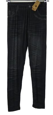 Nové - Dámské černé legíny s potiskem 