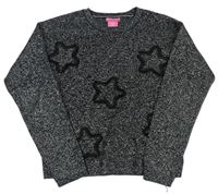 Černo-stříbrný svetr s hvězdičkami Isaac Mizhari