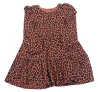 Mahagonové bavlněné šaty s leopardím vzorem zn. Next