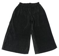 Černé třpytivé žebrované culottes kalhoty F&F