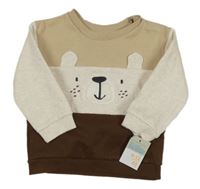 Nové- Béžovo-hnědo-melírovaná mikina s medvědem Primark