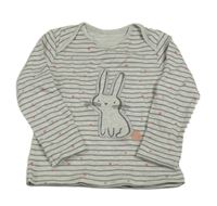 Světlešedé pruhované triko s králíčkem a srdíčkyGeorge