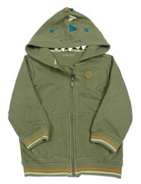 Khaki propínací mikina s dinem a kapucí Nutmeg