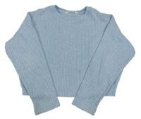 Světlemodrý žebrovaný crop svetr H&M