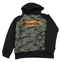 Šedo-černá army mikina s logem a kapucí Bench