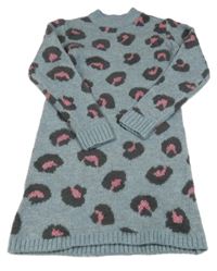 Modré pletené šaty s flíčky Hema