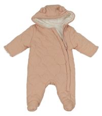 Světlerůžová zateplená kombinéza s kapucí George