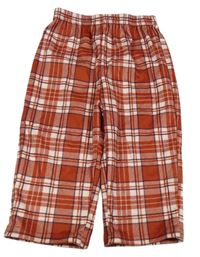 Oranžovo-růžovo-černé kostkované pyžamové tepláky