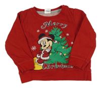 Červená mikina s Mickeym a stromečkem Disney