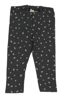 Antracitovo-bílé květované legíny H&M