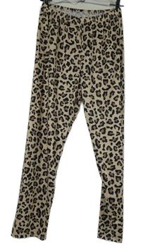 Dámské béžovo-hnědo-černé vzorované legíny 