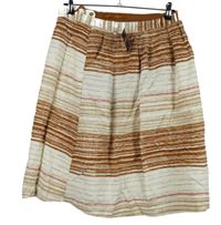 Nové - Dámská smetanovo-hnědá pruhovaná lněná sukně Next