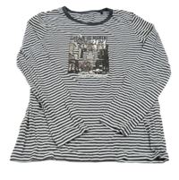 Šedo-bílé pruhované triko s obrázkem  zn.Schiesser