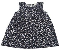 Tmavomodro-květované bavlněné šaty H&M