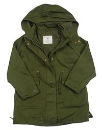 Khaki plátěná podzimní parka s kapucí Primark
