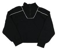Černá crop mikina s proužky Primark 