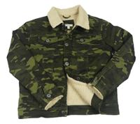 Khaki army riflová zateplená bunda s beránkem Name it