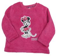 Fuchsiová chlupatá mikina s Minnie Disney