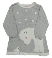 Šedé puntíkované svetrové šaty s medvídky Primark 