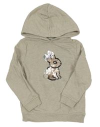 Béžovo-šedá melírovaná mikina se zajícem a kapucí Tom Tailor