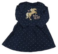 Tmavomodré teplákové šaty s koněm a podkovami Topolino