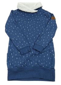 Tmavomodré vzorované teplákové šaty s komínovým límcem Yigga