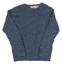 Nové - modro-tmavomodrý melírovaný žebrovaný svetr H&M