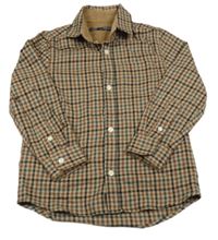 Hnědo-zeleno-černá kostkovaná košile Next