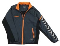 Tmavošedo-oranžová šusťáková sportovní bunda Hummel