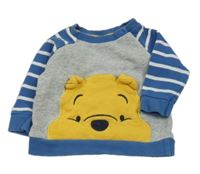 Šedo-modro-pruhovaná mikina s Púem Disney